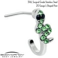 thumbnail image 2 of Body Candy 20 Gauge 7mm Green Gem Snake Sweetie Faux Hoop L Shape Nose Ring Stainless Steel for Women, 2 of 5