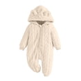 thumbnail image 3 of Kezqiaxn Infant Girl Clothes Winter Warm Hooded Romper Cute Bear Ears Long Sleeve Jumpsuits with Zipper Newborn Onesies 0-18Months, 3 of 10