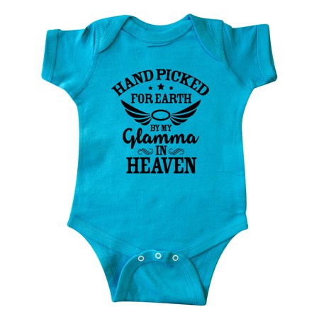 

Inktastic Handpicked for Earth By My Glamma in Heaven with Angel Wings Gift Baby Boy or Baby Girl Bodysuit