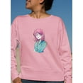 thumbnail image 2 of Manga Schoolgirl Grinning Sweatshirt Women -Image by Shutterstock, Female Small, 2 of 4