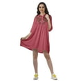 thumbnail image 2 of Moomaya Robe Courte en Rayonne Tunique Brodée Mini Robe Blouse Évasée pour Femmes, 2 of 6