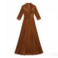 thumbnail image 5 of Sexlip Women's Vintage Western Maxi Velvet Dress Semi Formal Elegant Crop Sleeve Ruched Slim Prom Long Dress Brown XXL, 5 of 7