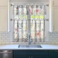 thumbnail image 3 of Watercolor Plants and Flowers3(1) Kitchen Curtain Valance 3 Piece Home Curtains and Valance Set Curtain Sink Window Decor Window Treatment Tier 27.5x36 Length, 3 of 6