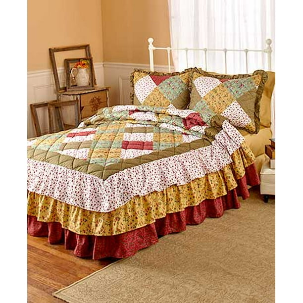 Quilted Ruffled Bedspreads or Shams (Mulberry Square Queen Bedspread