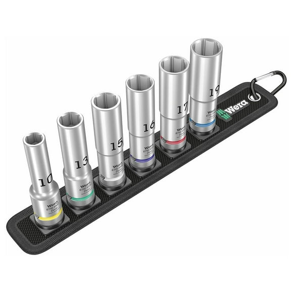 wera belt c deep 1 socket set, 1/2", 6 pieces