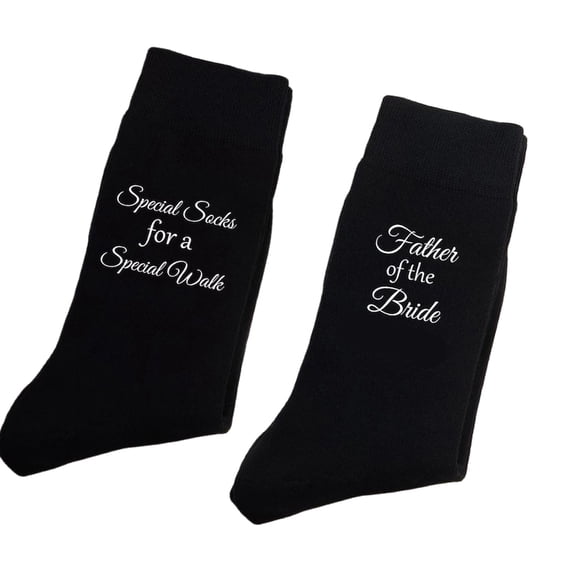 Father of the Bride Socks Mens Funny Novelty Dress Socks Wedding Day Gift Black Special Walk Socks from Daughter