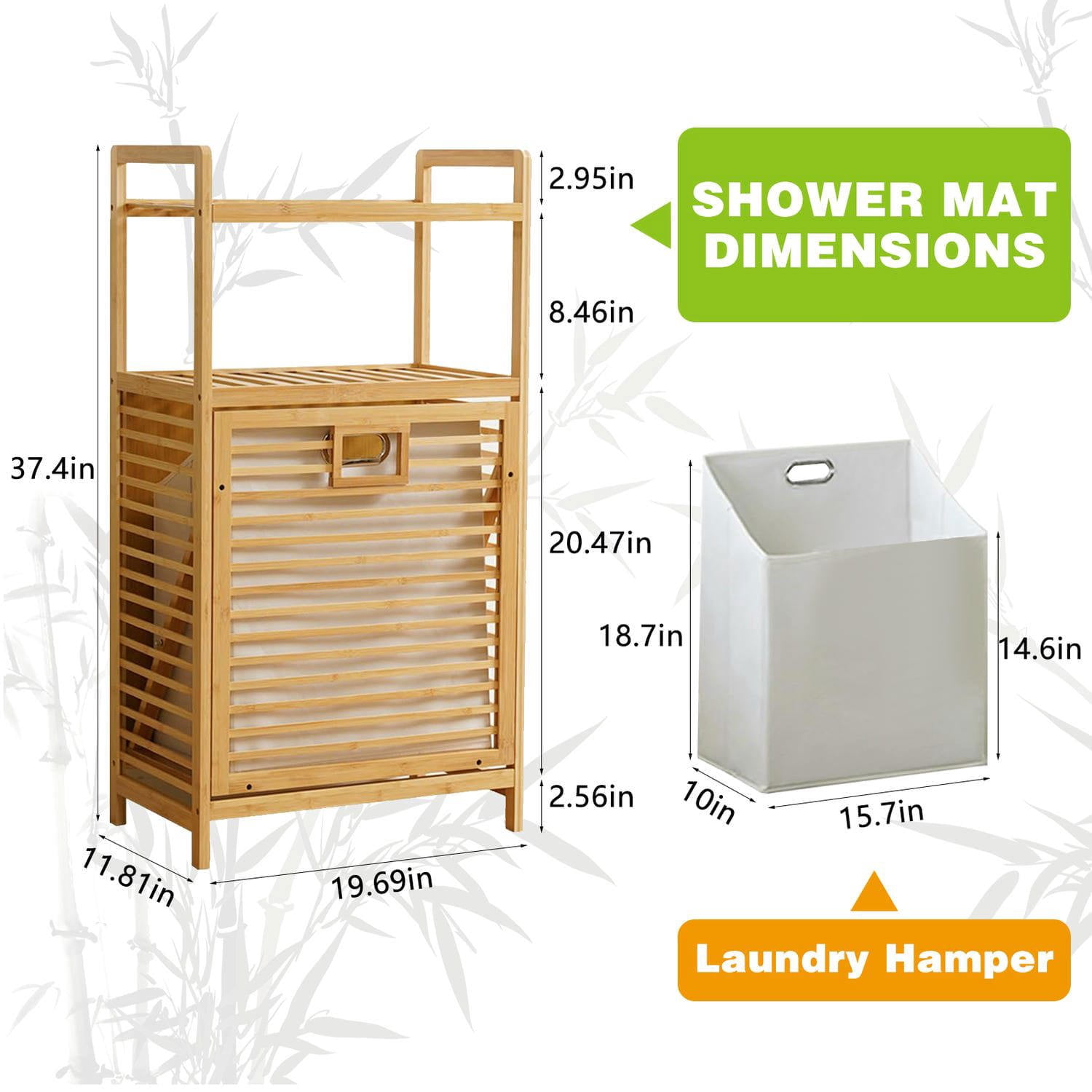 Barara King 2-Tier Laundry Hamper with Tilt Out Basket, Laundry Organizer with Storage Shelves, Bathroom Storage Unit for Laundry Room Nursery Bedroom Guest Room Closet, Natural