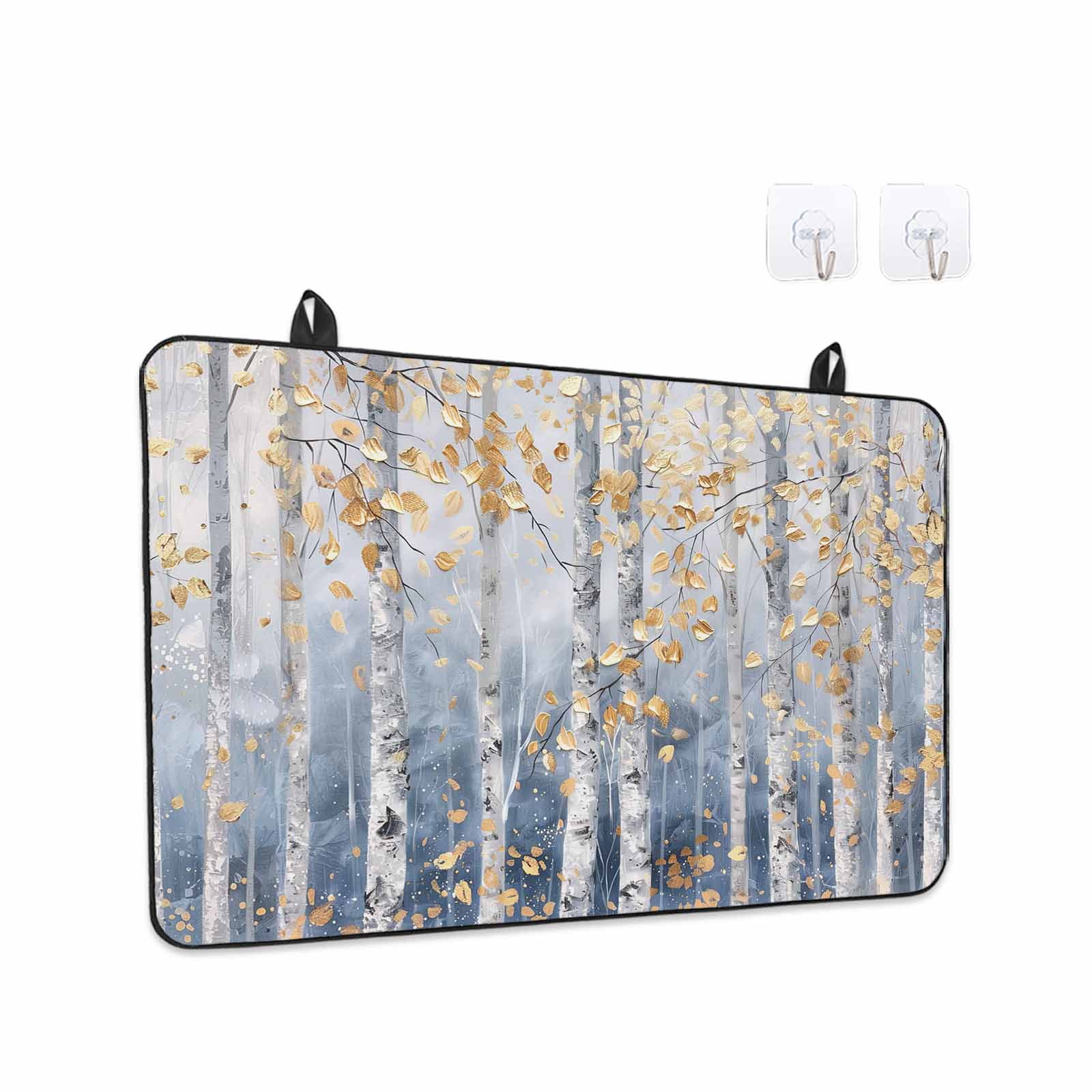 Yellow Blue Forest Stove Top Cover for Electric Stove, Heat-proof & Non Slip Glass Top Stove Cover Protector, Modern Oil Painting Art Kitchen Flat Cooktop Rubber Mat 36x21 Inches