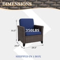 thumbnail image 4 of EAGLE PEAK Ocean Vista Set of 2 Patio Variated Brown All-weather PE Wicker Single Dinnning Chairs with Extended Armrest, Blue Cushions, 4 of 9