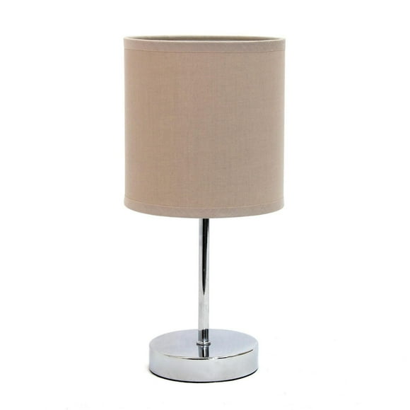 Simple Designs Chrome Mini Basic Table Lamp with Fabric Shade