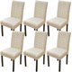 thumbnail image 1 of Nvzi 6 Pack Geometric Jacquard Plush Dining Chair Slipcover Removable Washable Soft Fuzzy Fluffy Chair Seat Protector Cover for Home Party Hotel Wedding Ceremony, Cream, 1 of 4