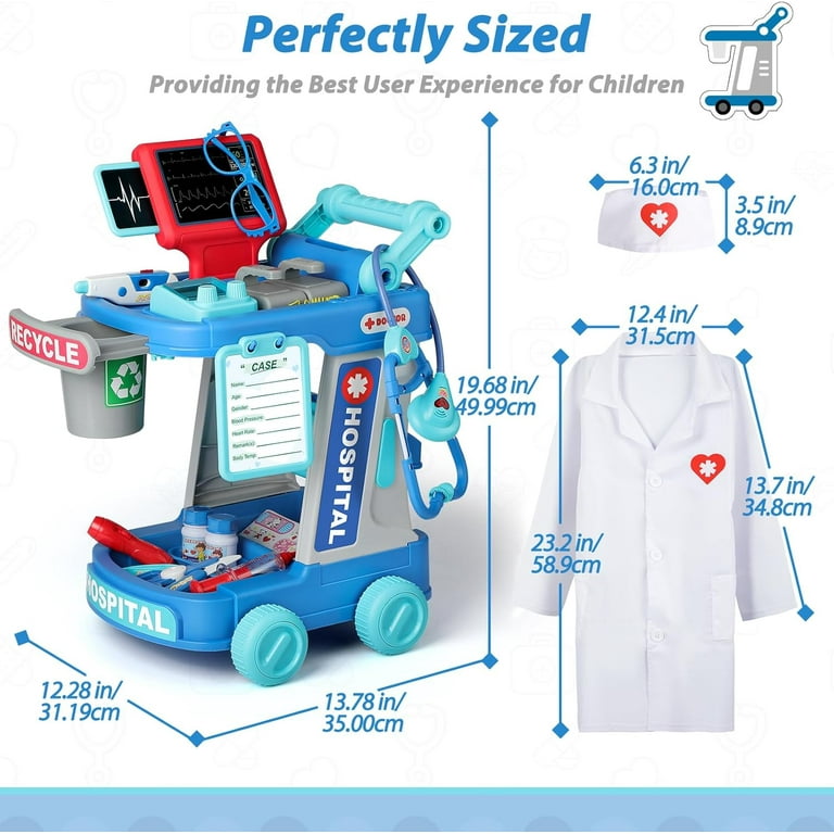 Adofi Child's Pretend Doctor Playset with Costume and Stethoscope