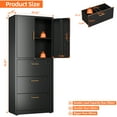 thumbnail image 5 of JAORD 70.1" H Metal File Cabinets,File Cabinet with Lock and Adjust Shelves,3 Drawers Office Storage Cabinet with Lock for Letter/Legal/F4/A4 Size Files,Black,Assembly Required., 5 of 7