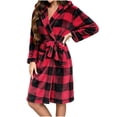 thumbnail image 2 of FDGIU Cozy Fleece Bathrobe for Women, Long Robe with Belt, Plush Flannel House Coat for Women Plus Size, 2 of 7