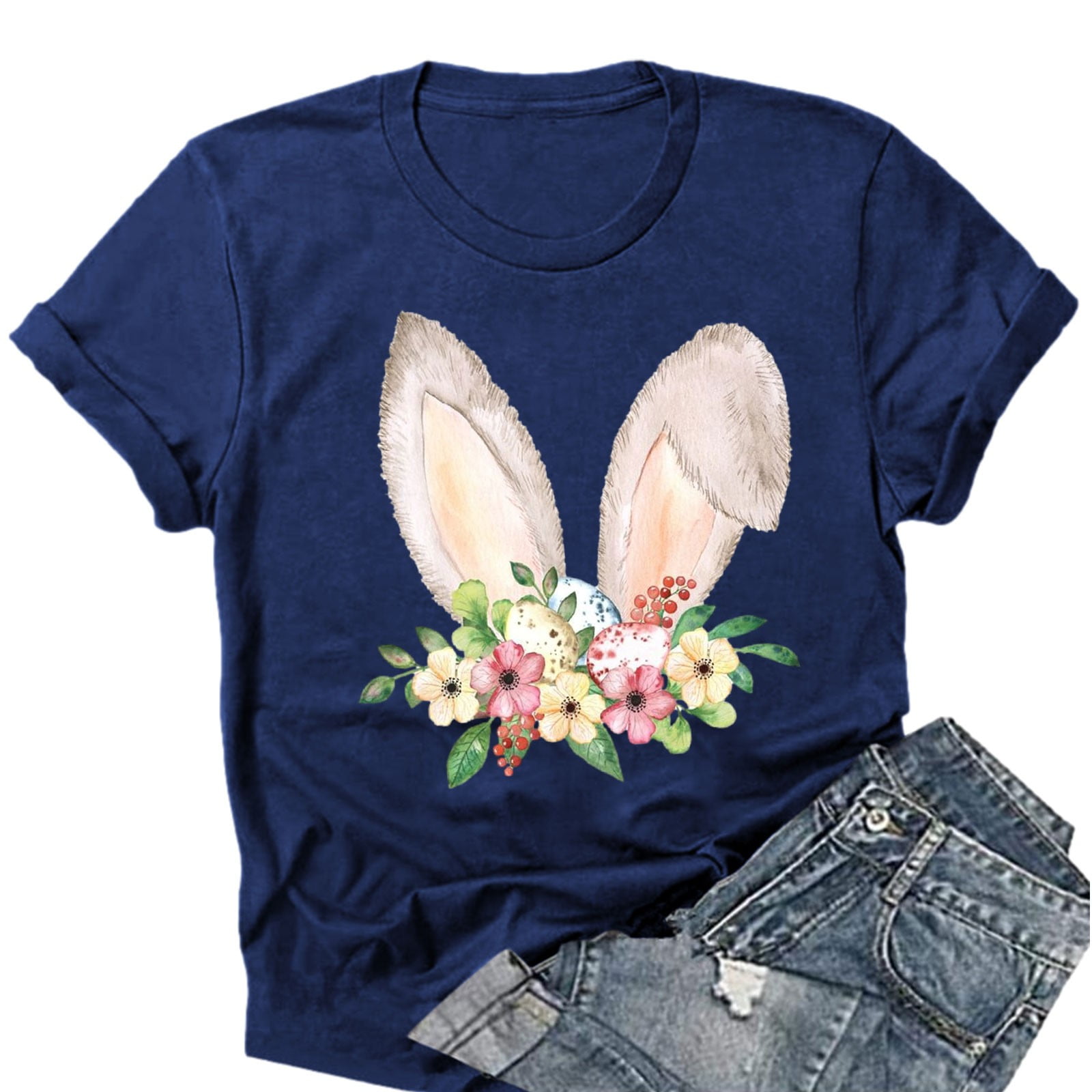 Uooqdmx Graphic Tees Women, Cotton Shirts for Women, Easter Shirt