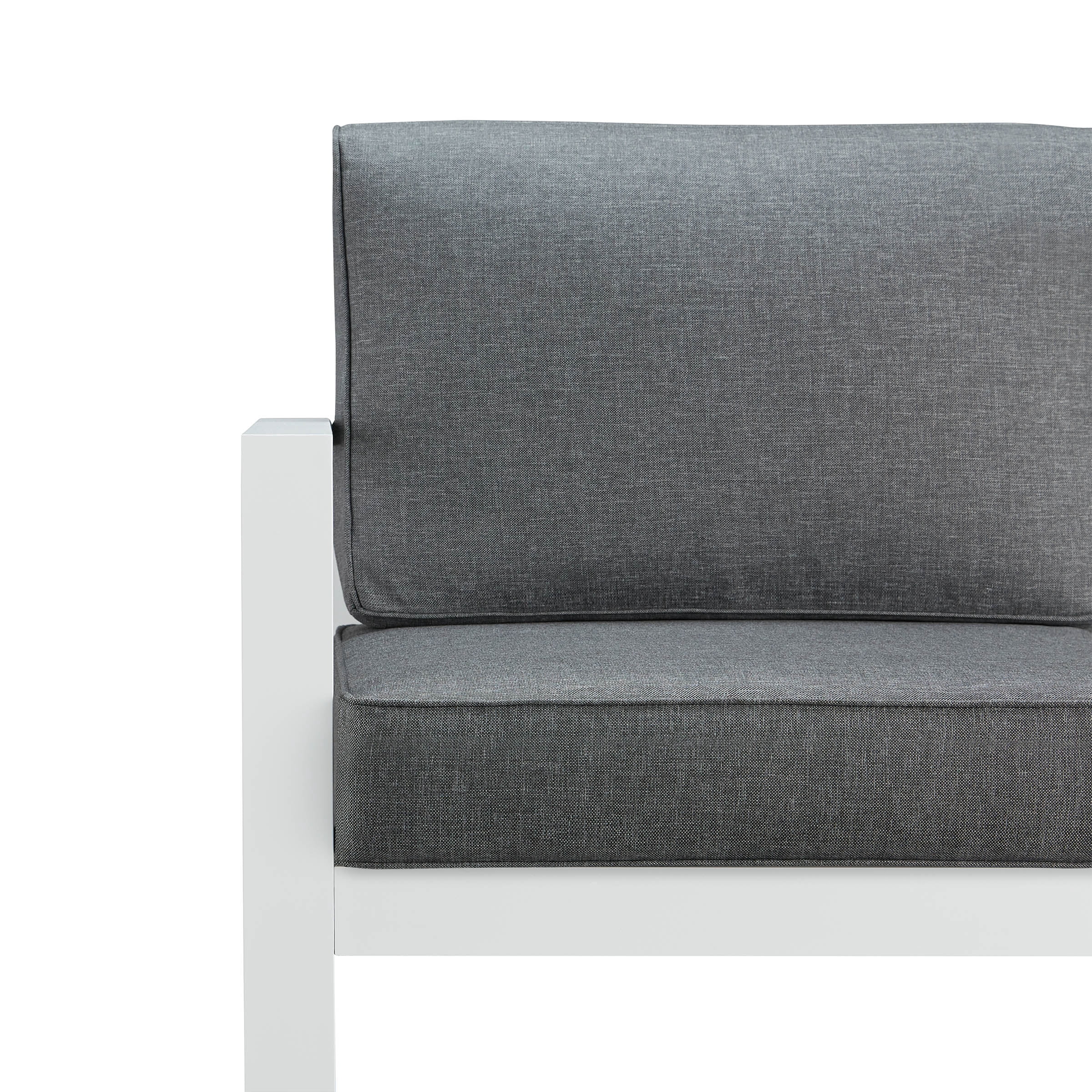 Real Flame 9621 Baltic Outdoor 3 Seat Sofa - White Frame with Gray Cushions