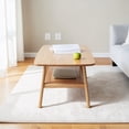 thumbnail image 4 of Hassch 2-Tier Coffee Table, 47.2" Solid Wood Cocktail Table with Storage Shelf, Center Table for Living Room, Oak, 4 of 7