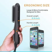 Febote Beard Straightener for Men, Heated Ceramic Beard Brush with 5 Temperature Settings, Anti-Scald Design, Beard Shaper and Travel Bag