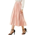 thumbnail image 4 of DARING DIVA Women's A-line High Waist Pleated Midi Skirt L Pink, 4 of 7