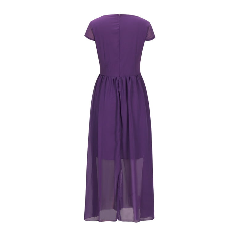 Womens Evening Gowns Long Elegant Bridesmaid Evening Cocktail Modest Maxi  Dress Special Occasion Dress Short Sleeve V-Neck Dress