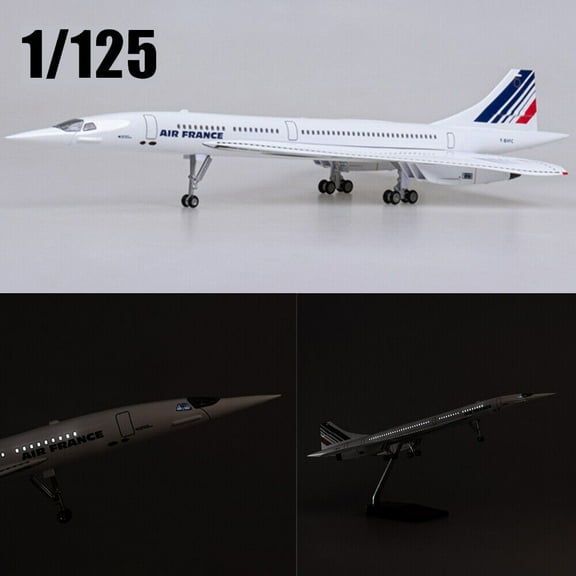 EROCK 1/125 Plane Model Air France Concorde Airplane With Voice Light Display Toy Gift