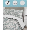 thumbnail image 4 of Farmhouse Queen Size Down Alternative Comforter, Lightweight Comforter Quilt Bedding Set with Pillow Shams Teal Blue Green Vintage Flower Leaf Plant All Seasons Bed Comforter Duvet Insert 90"x96", 4 of 7