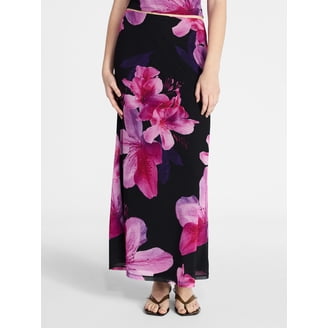 No Boundaries Lace Insert Tiered Maxi Skirt, Women's XXS-XXL