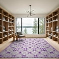 thumbnail image 2 of ODIKA Purple Checkered Plaid Interlocking Motif Grid Crisp Border Symmetrical for Great Room, Indoor Open Concept, Large Living Low Profile Flatwoven, 2 of 7