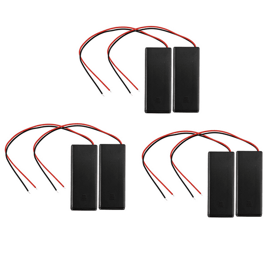 6 Pcs 2 x AAA 3 V Battery Holder Case Box Wire ON / OFF Switch M Cover