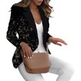 thumbnail image 1 of Chaqueta Elegante Chaqueta de traje de trabajo de solapa informal con estampado de manga larga para mujer, abrigo, prendas de vestir,temperamento blazer(Negro， S), 1 of 5
