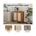thumbnail image 6 of Freestanding Rattan Storage Cabinet with Doors & Adjustable Shelves, Accent Floor Storage Cabinet, Modern Sideboard Buffet Cabinet for Living Room, Dining Room, Kitchen, 6 of 7