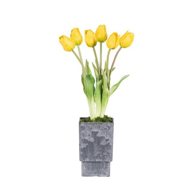 Vickerman F12247 Tulipes Jaunes de 18 Po dans un Vase Carré