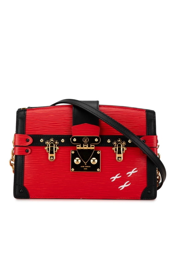 Pre-Owned Louis Vuitton Epi Trunk Clutch Bag Shoulder M51697 Rouge Black Leather Women's LOUIS...