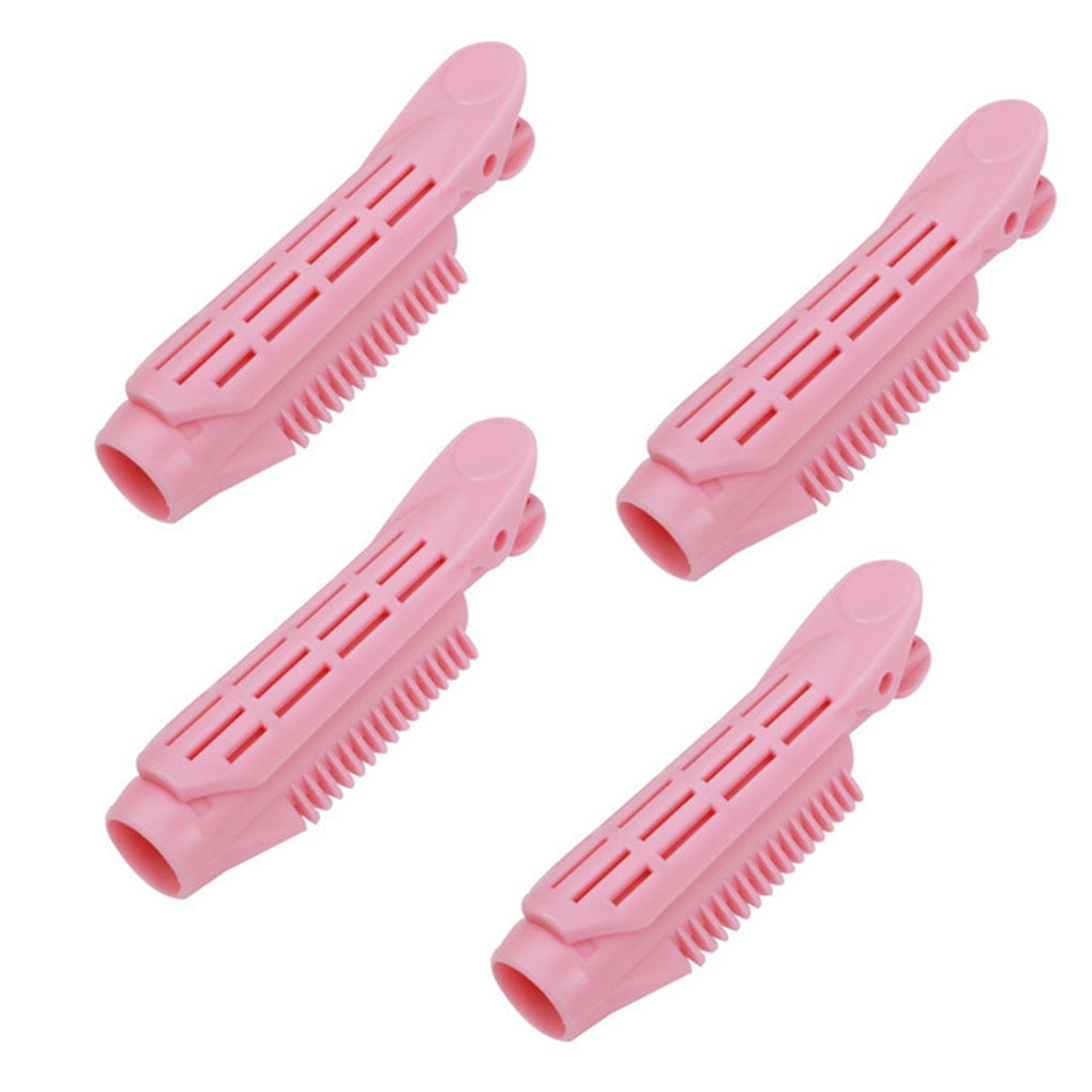 4Pcs Hair Clips Root Clamp Rollers DIY Curler Curly Hair Styling Tool for Women Girls, Pink