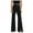 Black, variant on WREESH Womens Flare Leggings Pants Slim Pants High Waist Elastic Stretch Pants Open Fork Casual Pantspants Black