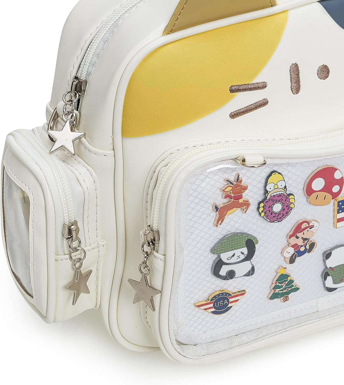 Kwuty Kawaii Ita Bag Backpack Crossbody Bag Cat Shoulder Bags Multi-Purpose Pin Display with Insert