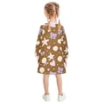 thumbnail image 3 of Girls' long-sleeved dress Bow Shell Girls' A-line dress with ribbed cuffs Soft and comfortable, 3 of 6