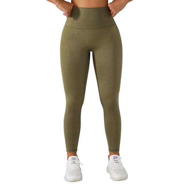 Pantalones de yoga para mujer, mallas de entrenamiento, cintura alta, control de barriga, sin costuras, para deportes, gimnasio, verde, M