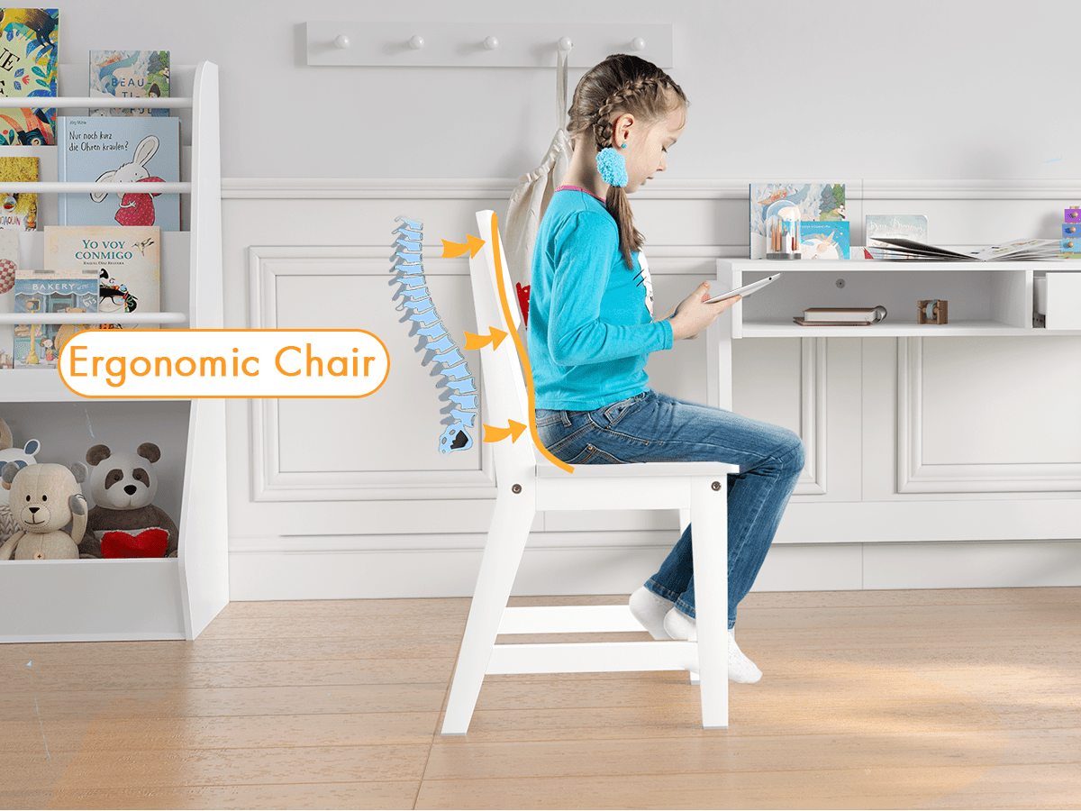 STAROUS Kids Desk and Chair Set: Wooden Study Table with Drawers & Ergonomic Chair for Bedroom & Study Room