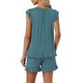 thumbnail image 3 of INSPIRAR CHIC Conjuntos de Pijamas de Dos Piezas para Mujeres con Mangas de Volantes y Pantalones Cortos XL Verde Pavo Real, 3 of 5