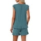 thumbnail image 3 of INSPIRAR CHIC Conjuntos de Pijamas de Dos Piezas para Mujeres con Mangas de Volantes y Pantalones Cortos XS Verde Pavo Real, 3 of 5