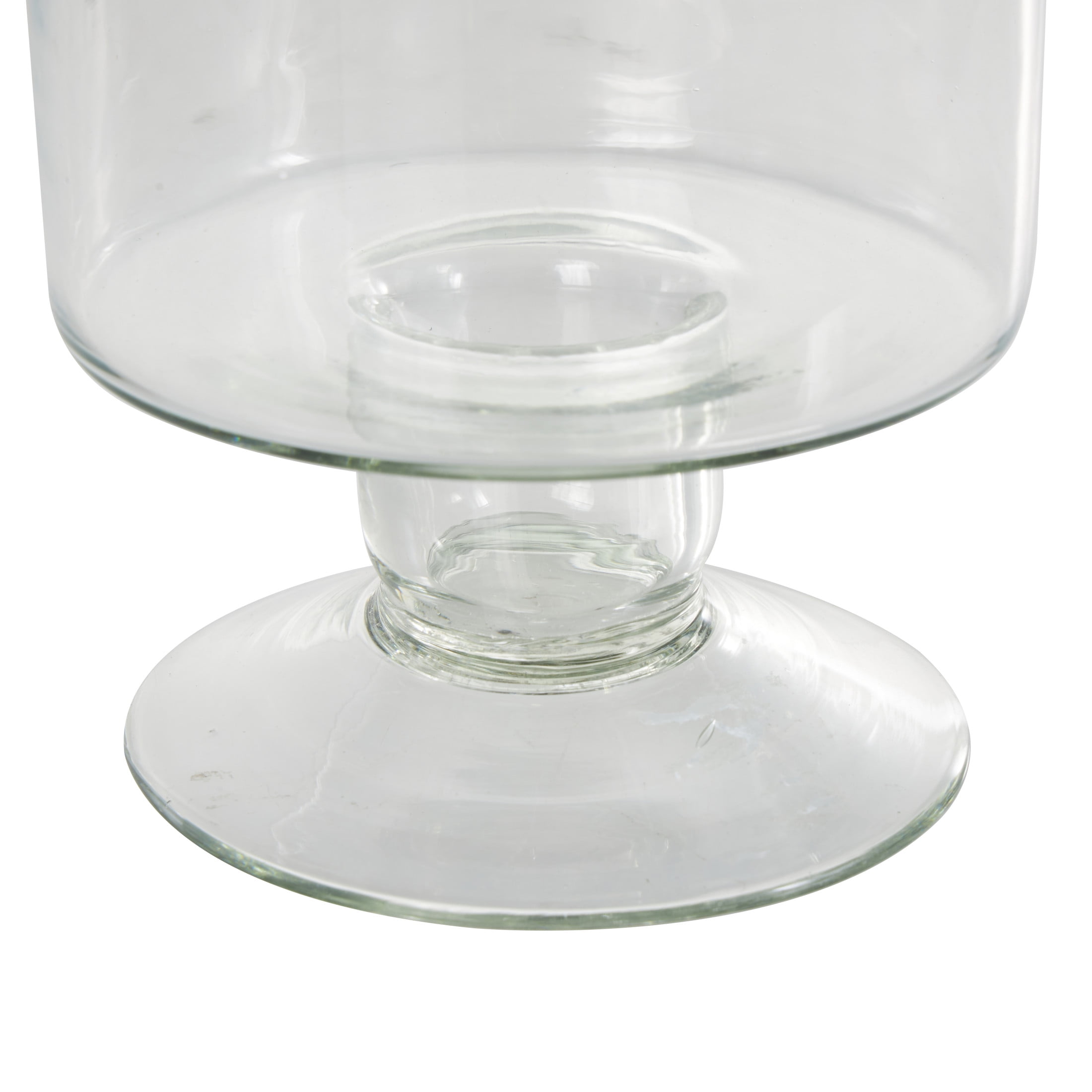 DecMode Glass Wide Candle Holder with Elevated Base