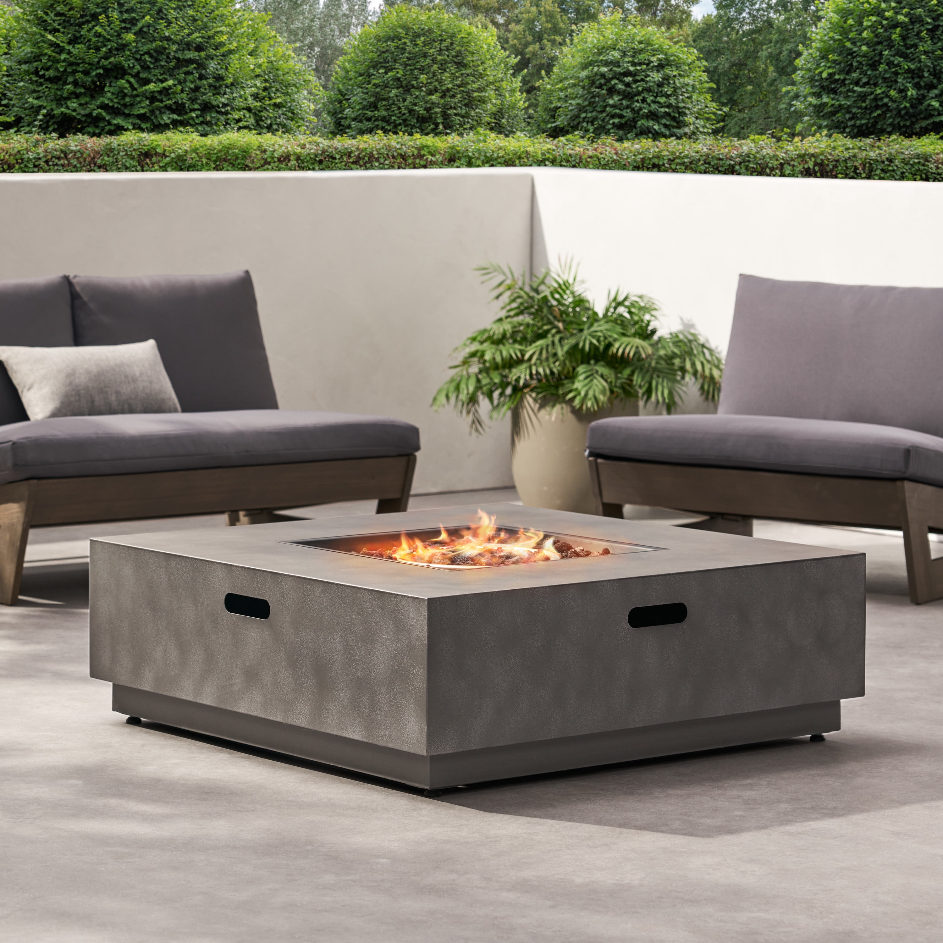 Jasmine Outdoor 50,000 BTU Square Fire Pit (No Tank Holder), Concrete Finish