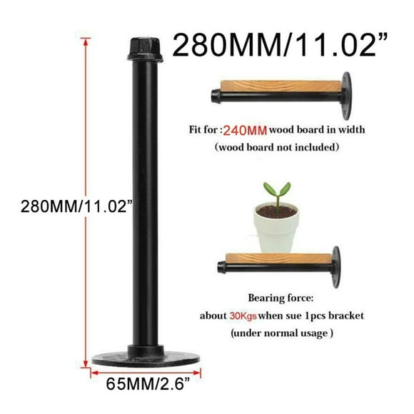 Wall Storage Shelf Holder Brackets Book Shelving Industrial Steampunk Iron Pipe