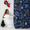 thumbnail image 5 of Shower Curtain 72"W x 72"L Vintage Christmas Trees Snowflakes Blue Fabric Shower Curtains Set with Hooks Water Repellent Bathroom Curtains Machine Washable Bathroom Accessories, 5 of 7