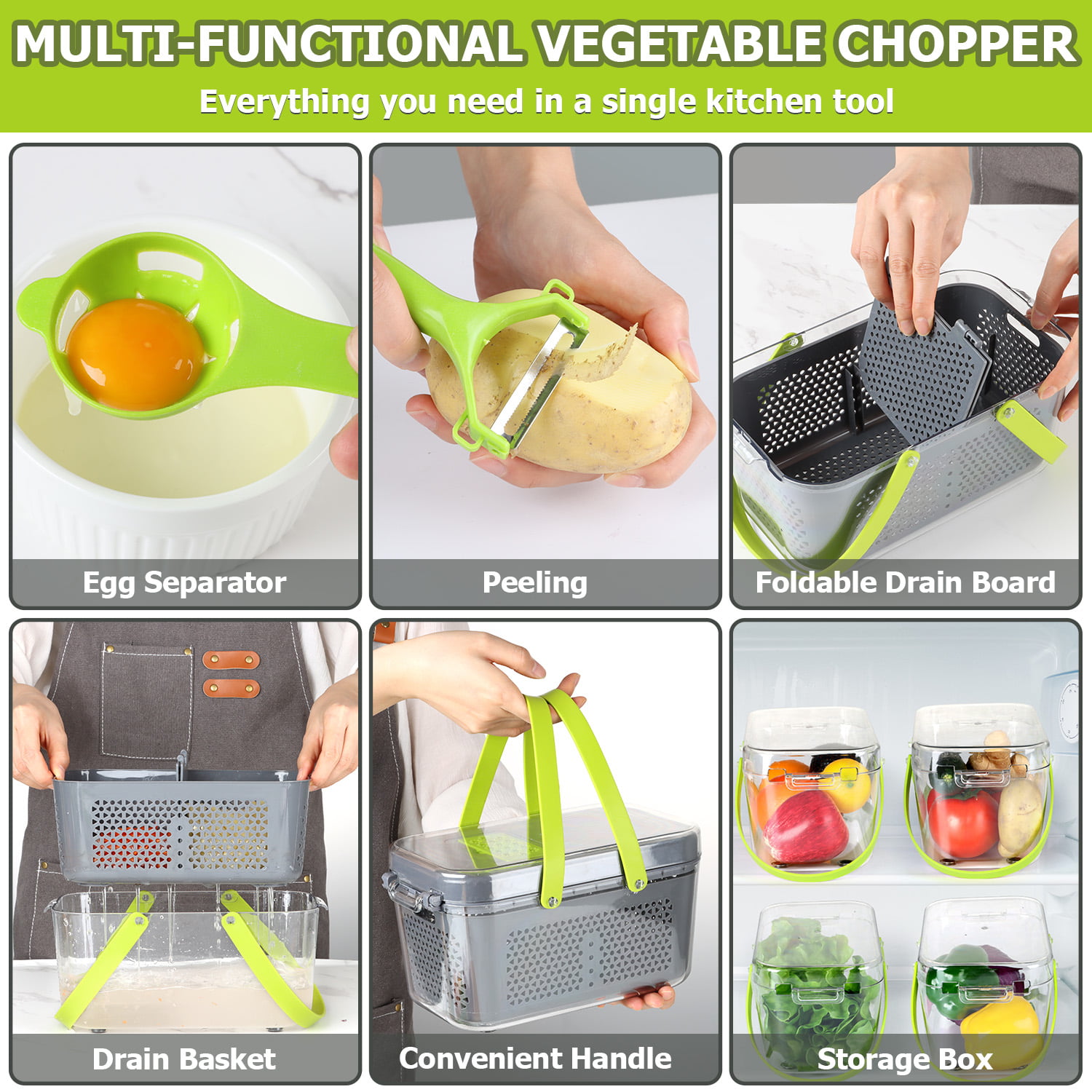 22 In 1 Black And White Multi-functional Food Chopper, Onion