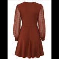 thumbnail image 2 of Vestido Corto Fruncido con Escote en V para Mujer Color Caramelo Talla S, 2 of 10