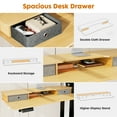 thumbnail image 2 of Electric Standing Office Desk, Height Adjustable Computer Desk Workstation with Double Drawers, Display Bracket, Stainless Steel Frame and T-Shaped Legs, 2 of 7