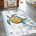 thumbnail image 4 of Area Rug for Living Room, Coastal Turtle Non-Slip Indoor Large Carpet for Bedroom/Dining Room, Ocean Nautical Starfish Conch Seashells Washable Low-Profile Rectangle Floor Runner Rugs - 4 x 6 Ft, 4 of 7
