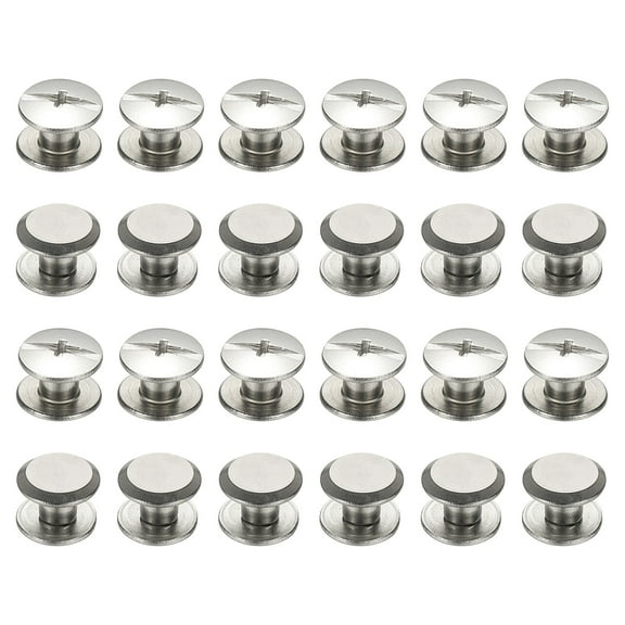 24 Sets Chicago Screws, 4x4mm(DxH) Chicago Screws Phillips Binding Post Screw Bolts Leather Rivets 304 Stainless Steel Fasteners for Leather Belt Scrapbook Photo Albums, Silver